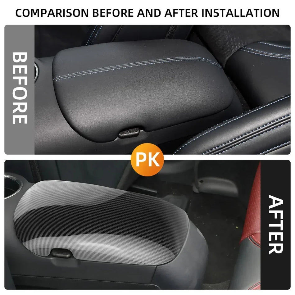 Copertura del bracciolo Ford Mustang, ABS in fibra di carbonio imitazione