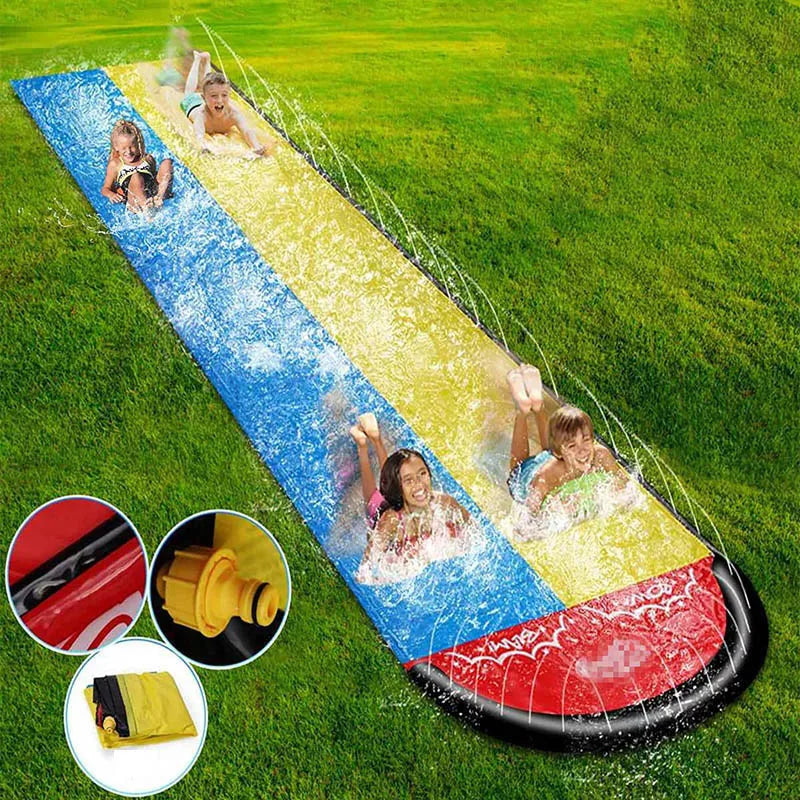 Outdoor Garden Racing Double Water Slide Mat &ndash; Endless Summer Fun