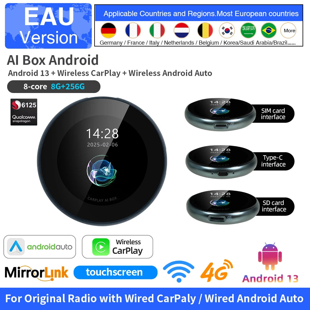 AI Box For Original Car Radio &ndash; Wireless CarPlay Android EAU 8 256GB