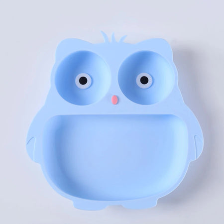 Cartoon Owl Suction Cup Bowl &ndash; Perfect for Baby Feeding Training Sky blue