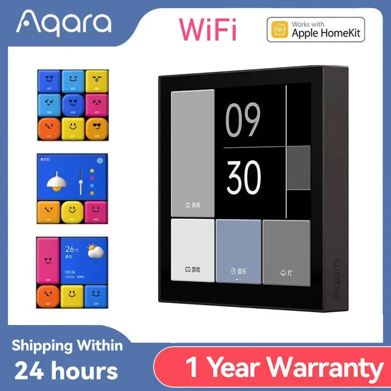 Aqara S1E inteligentný spínač s 4-palcovým displejom, WiFi dotykové ovládanie a HomeKit