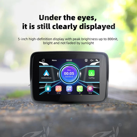 EVKEY Motorcycle Navigation CarPlay Display Screen &ndash; Wireless Android Auto Waterproof Monitor