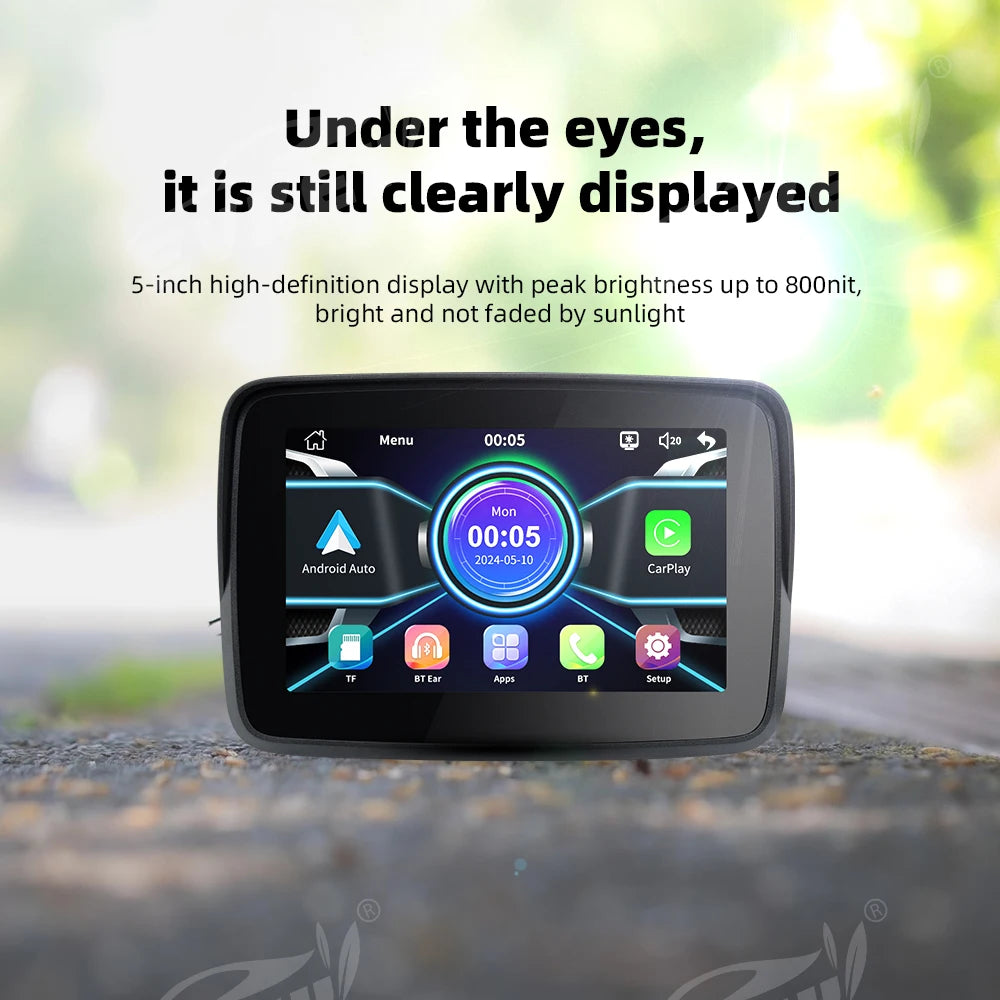 EKIY Motorcycle GPS Navigation Multimedia &ndash; Wireless CarPlay and Android Auto Support