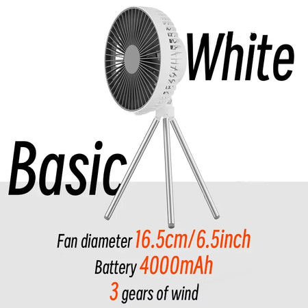 2025 10000mAh Camping Fan &ndash; Rechargeable Portable LED Basic White