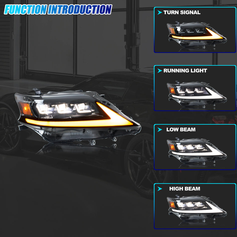 Lexus RX350 RX450h LED světlomety s trojitými projektory, sekvenčními signály