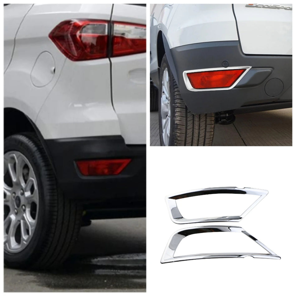 Capa do Refletor de Luz de Neblina Traseira em ABS Cromado para Ford EcoSport, Plástico ABS Durável, Resistente às Intempéries