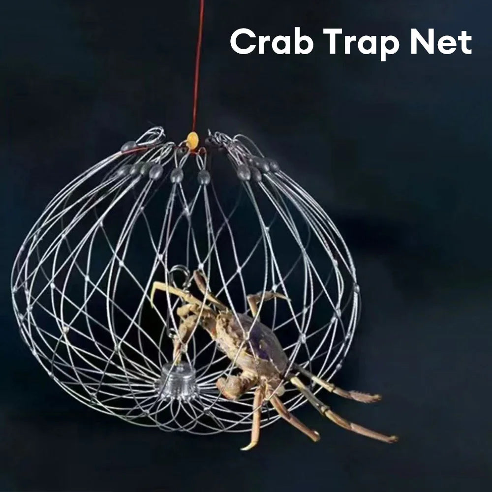 Automatic Fish Crab Trap Net - Durable Steel Wire for Saltwater Fishing