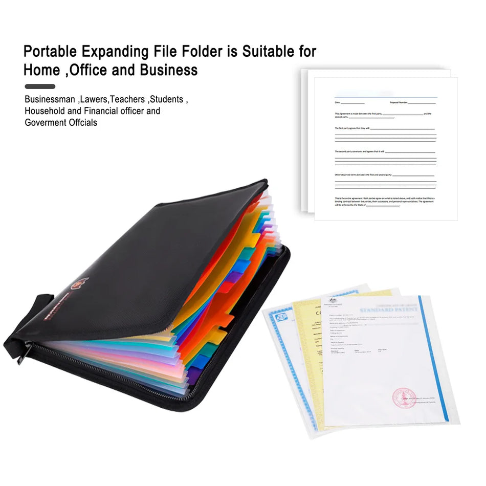Portable Fireproof Document Bag &ndash; Water Resistant 12 Pockets