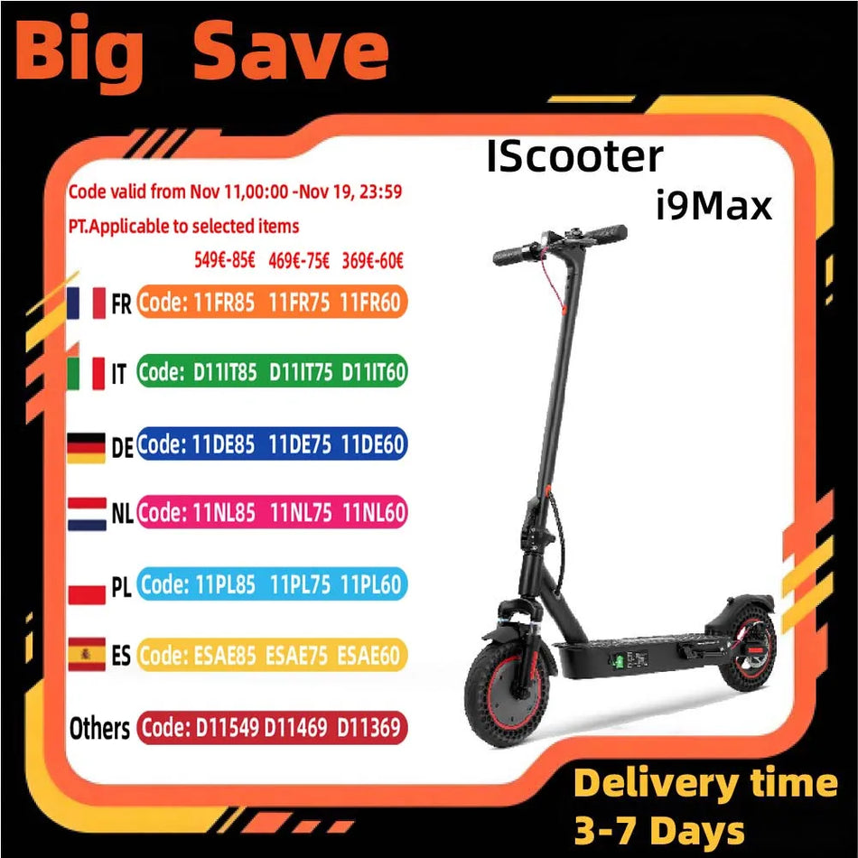 ISCOOTER I9MAX Ηλεκτρικό Σκούτερ Με Μοτέρ 500W 36V 10Ah Μπαταρία