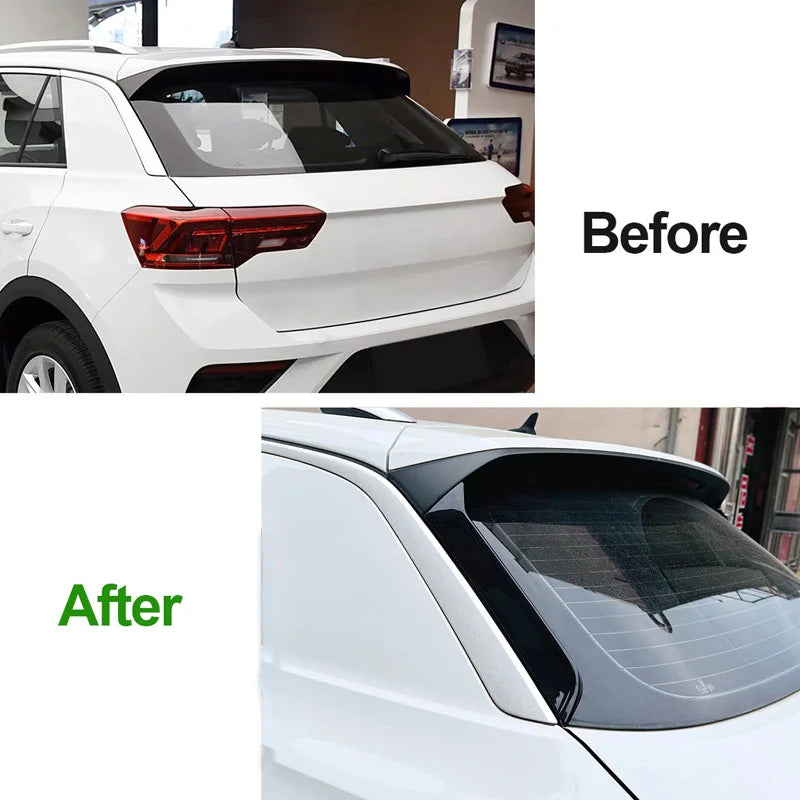 VW T-Roc R-Line Rear Window Side Wing Spoiler Splitter, Glossy Black