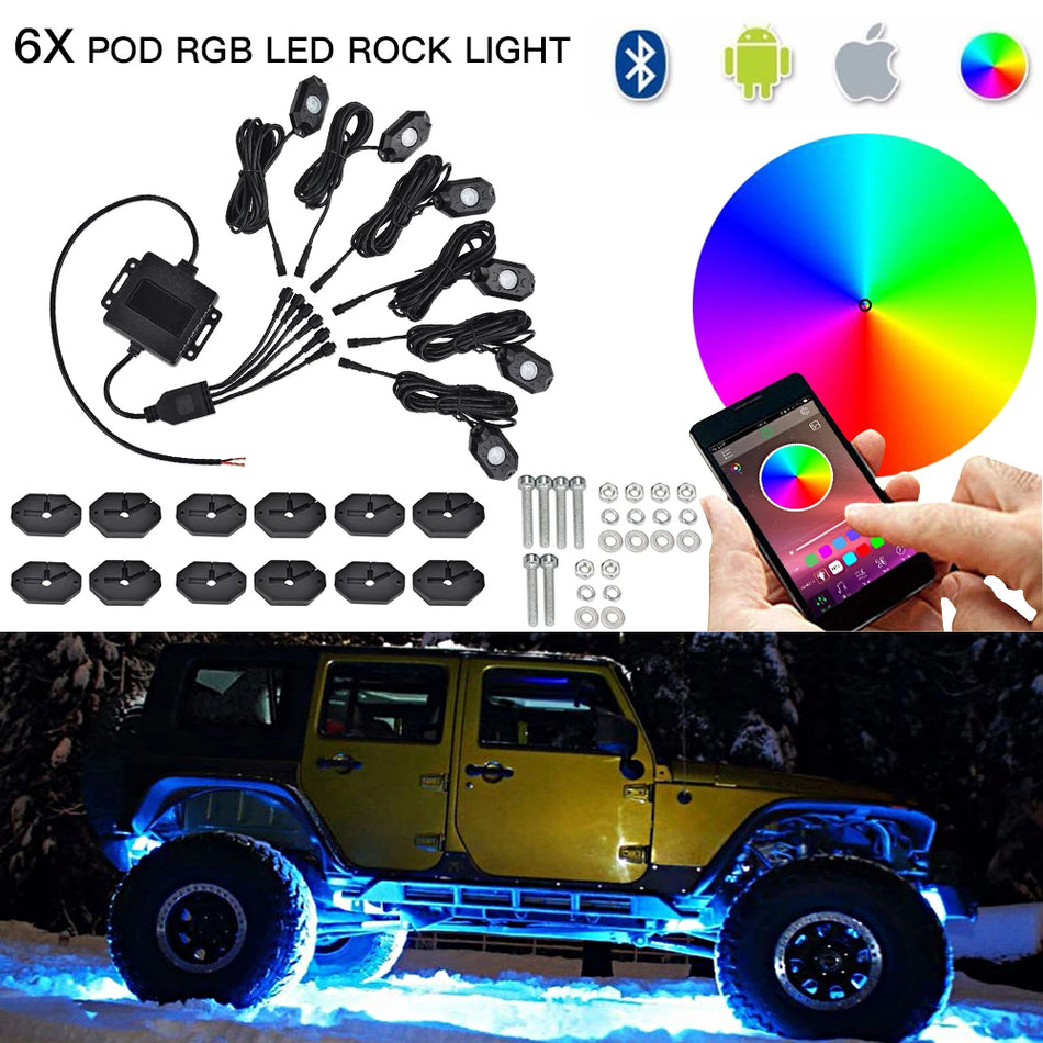 RGB Rock Lights Seši Podu Multicolor Underglow For UTV