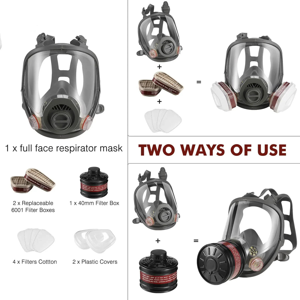 Full Face Gas Mask &ndash; Superior Chemical Protection with 40mm Filter