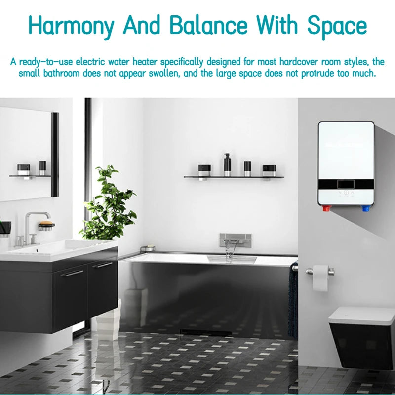 Tankless Water Heater 6500W 220V &ndash; Fast Heating LCD Display