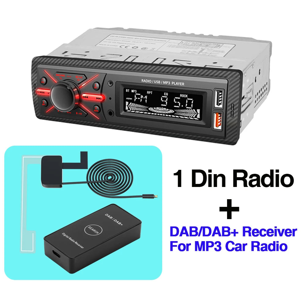 AKAMATE 12V 1 Din Car Radio Bluetooth MP3 &ndash; Dual USB Radio and DAB