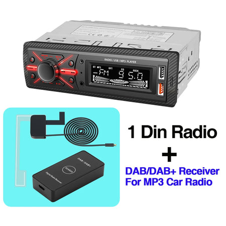 AKAMATE 12V 1 Din Car Radio Bluetooth MP3 &ndash; Dual USB Radio and DAB