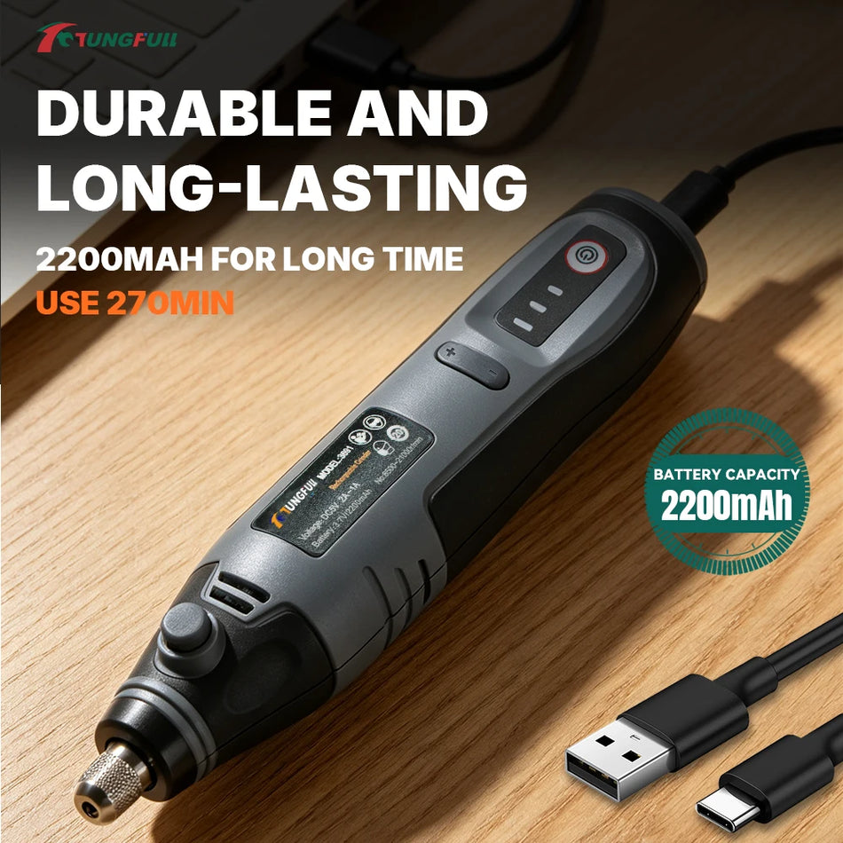 Ferramenta Rotativa Recarregável por USB Mini Moedor de 3 Velocidades para Escultura DIY