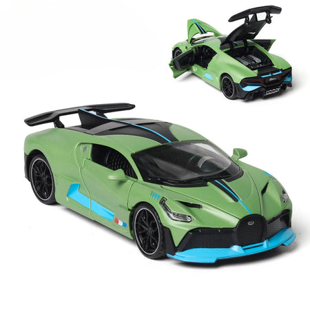 1:32 Bugatti Veyron Divo Alloy Diecast Car Model - Pull Back Miniature Vehicle for Kids Green no box