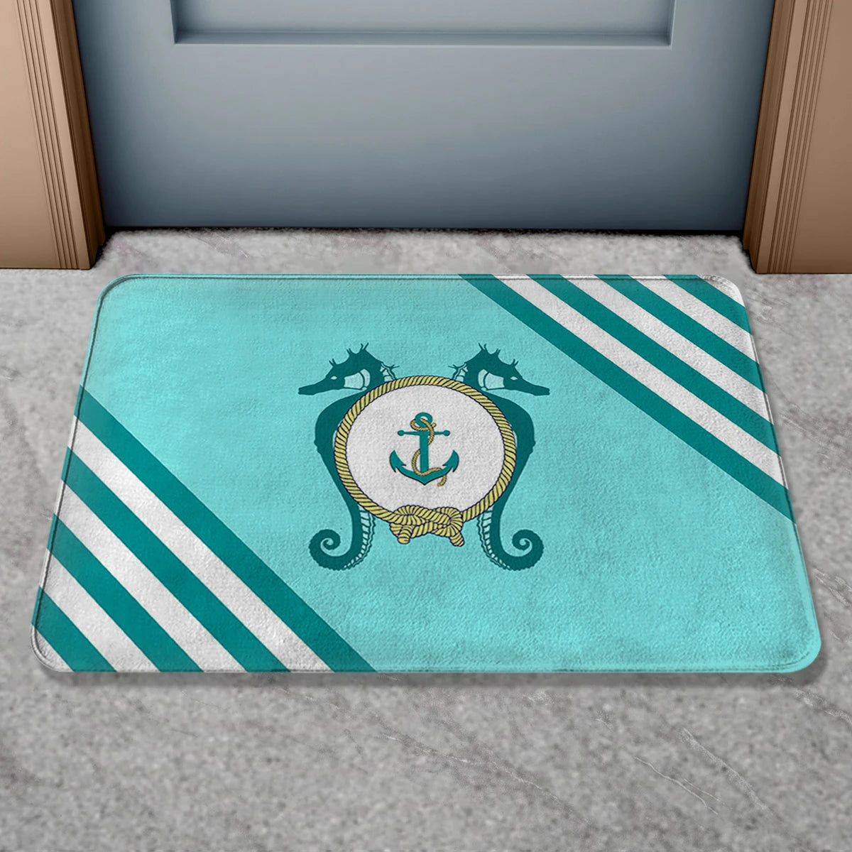 Custom Boat Name Non Slip Nautical Theme Doormat | Personalized Bath Rug