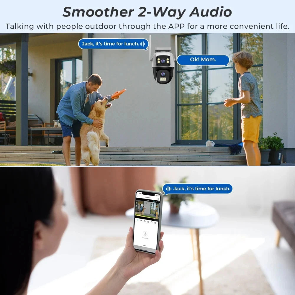 4K 8MP WiFi Camera Dual Lens Outdoor IP66 Waterproof 360&deg; Human Detect Video Surveillance Security CCTV  Protection PTZ Cameras