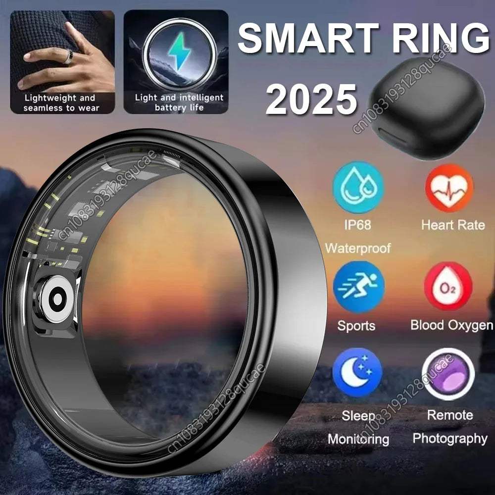 2025 Smart Ring: Heart Rate, Blood Pressure, Sleep Monitoring &amp; Motion Tracking