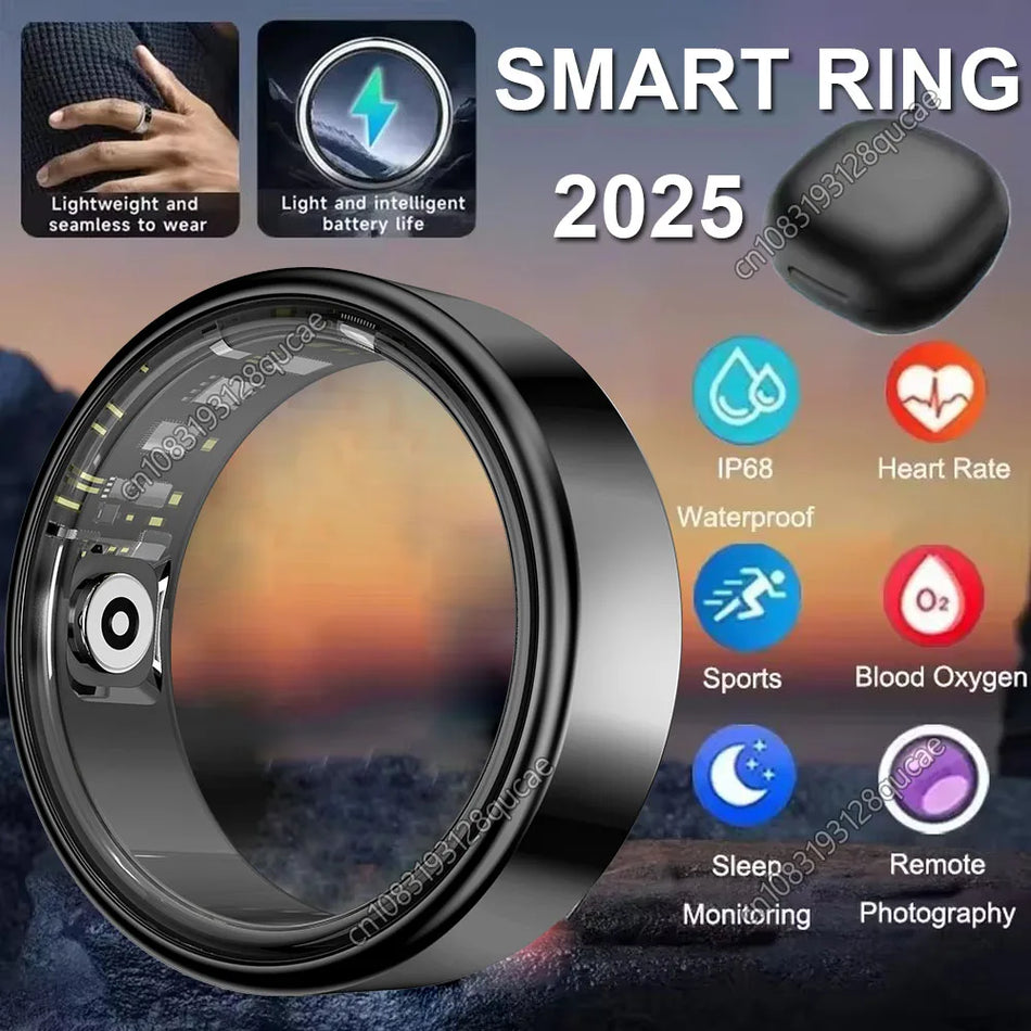 2025 Smart Ring: Heart Rate, Blood Pressure, Sleep Monitoring &amp; Motion Tracking