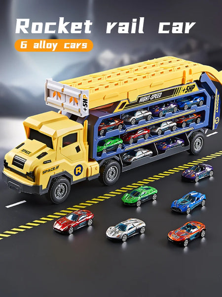 Coaster Type Racetrack Car with Rocket Lift - Fun for All Ages Yellow