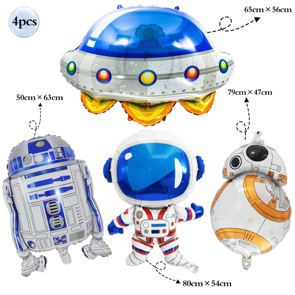 53inch 4D Inflatable Astronaut Foil Balloon - Outer Space Party Decoration 4pcs