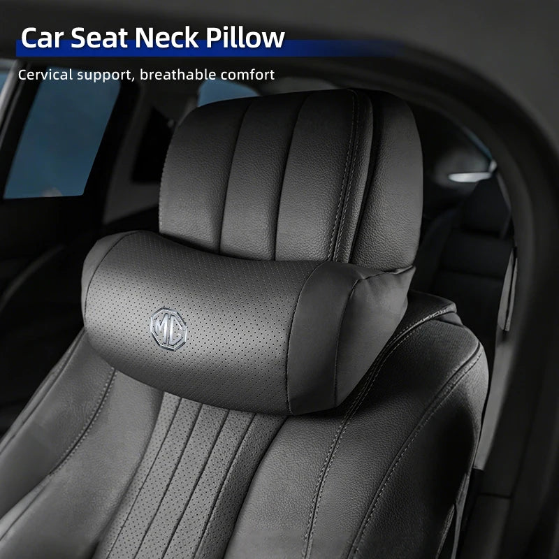 Breathable Leather Neck Support Car Headrest Pillow for Morris Garages MG Models - MG 6, 3, 5, 7, TF, ZR, ZS, HS, GS, GT, Hector, RX5