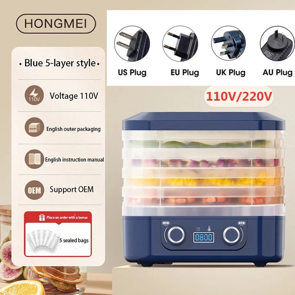 Surker 5 Layer Food Dehydrator &ndash; Efficient Electric Food Drying blue / UK / 220V