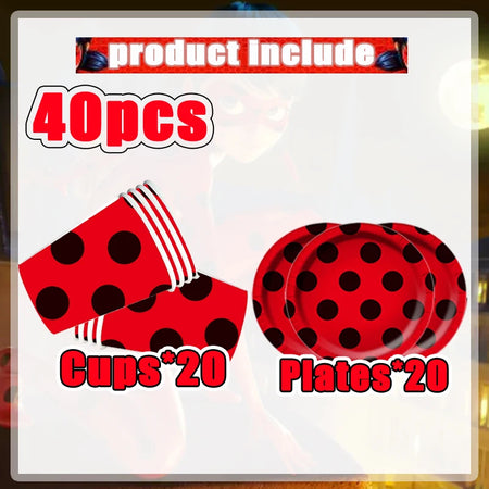Ladybug Birthday Party Supplies Set bp-40pcs / CHINA