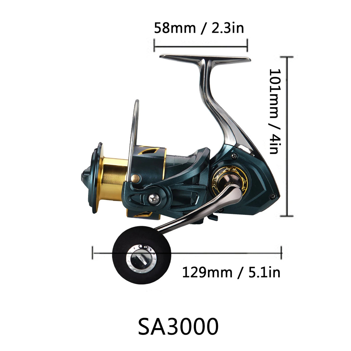 5.2:1 Reel CNC Metal Arm 3+1 BB Fishing Reel - Lightweight SA3000