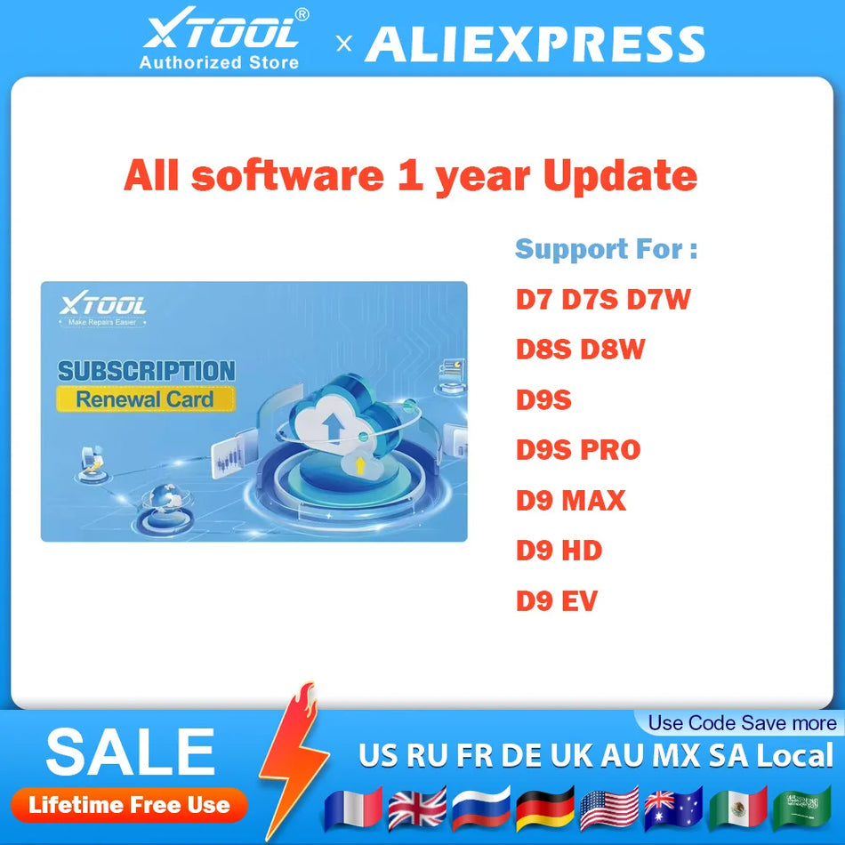 XTOOL 1-Jahres-Software-Upgrade-Lizenz für D7 D7S D7W D8 D8S D8W D9S Pro