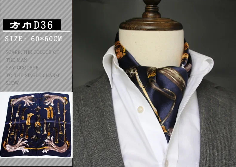 British Men's Silk Scarf &ndash; Elegant Satin Touch D36