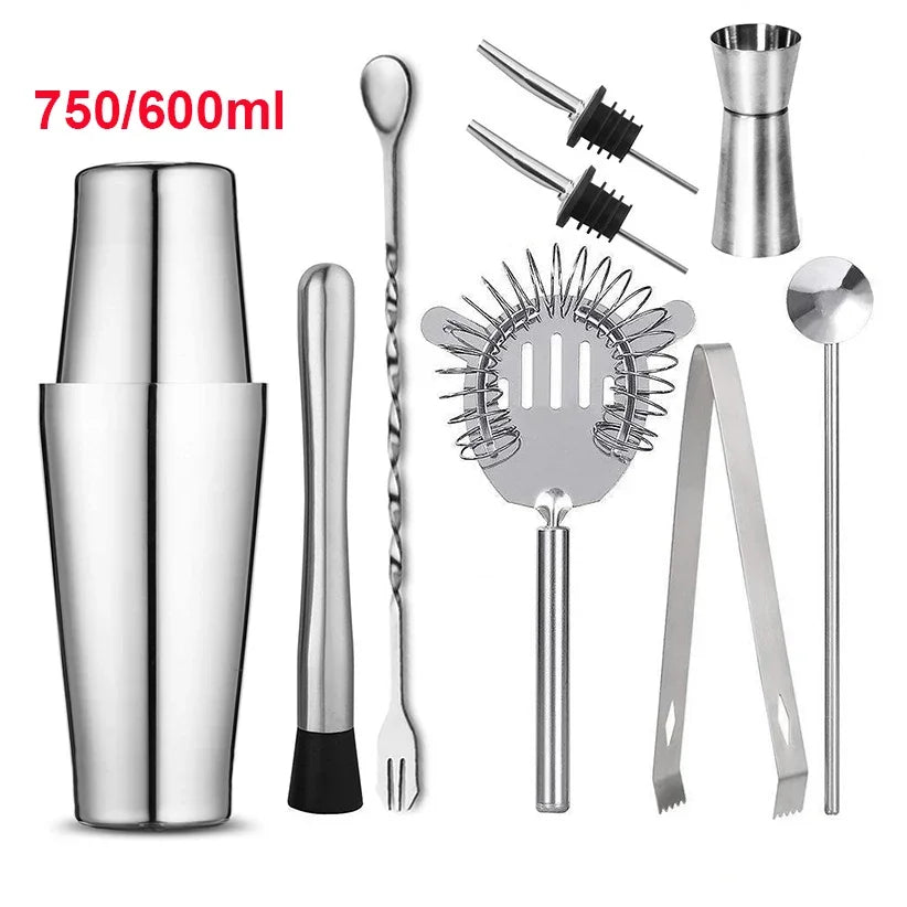 UPORS Professional Stainless Steel Boston Shaker Set for Cocktail Mixing 9pcs 750x600