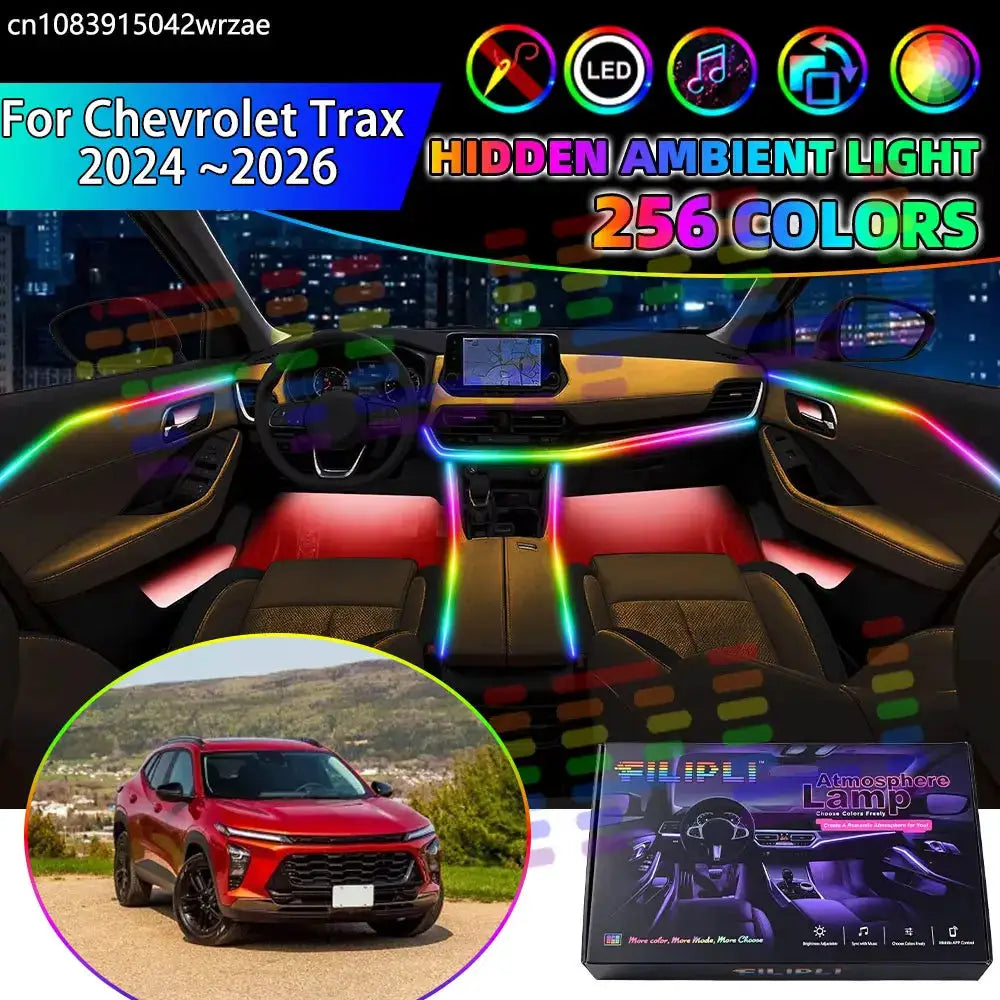 For Chevrolet Trax 2024 2025 2026 9BQC MK2 RGB Car Interior Ambient Lights Strips Breathing Lighting Kit App Control LED strips by InterCyprus Trading Ltd