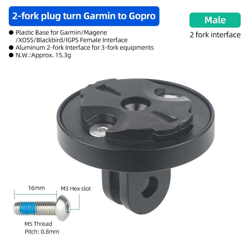 DEEMOUNT Bicycle Computer Mount &ndash; Durable and Lightweight Design Male 2-Fork S46GM / CHINA