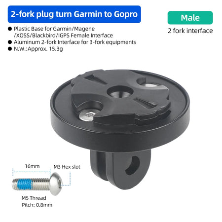 DEEMOUNT Bicycle Computer Mount &ndash; Durable and Lightweight Design Male 2-Fork S46GM / CHINA