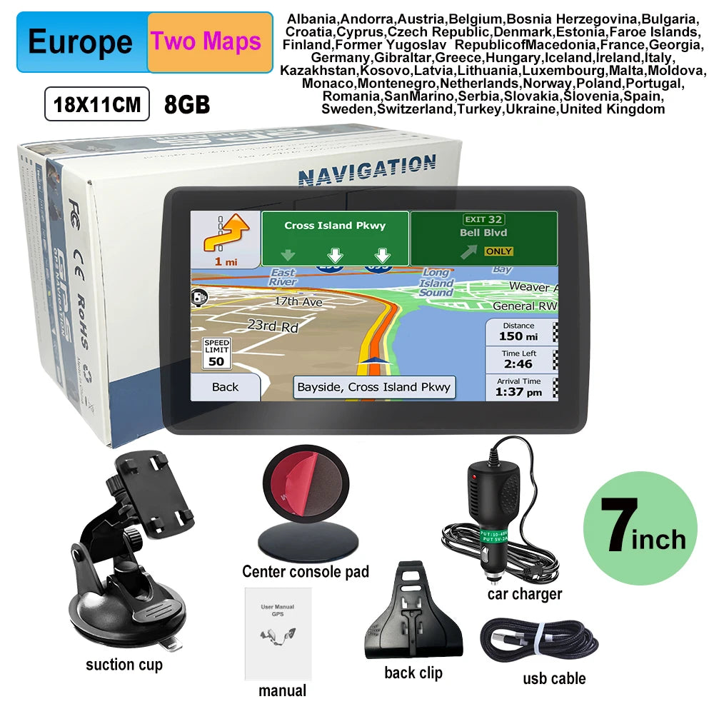 WEEKJOOY 7 Inch GPS Navigation &ndash; Free Map Updates for Europe and North America Europe / CHINA / 7 inch GPS