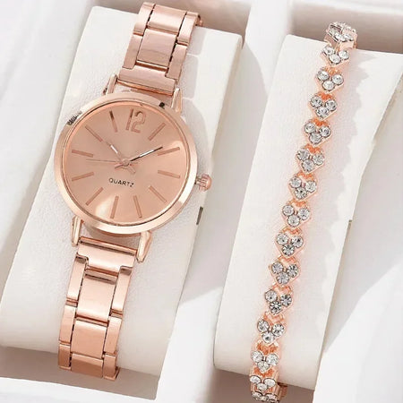 Luxury MOONBIFFY Ladies Quartz Bracelet Watch Set Rose gold set 2