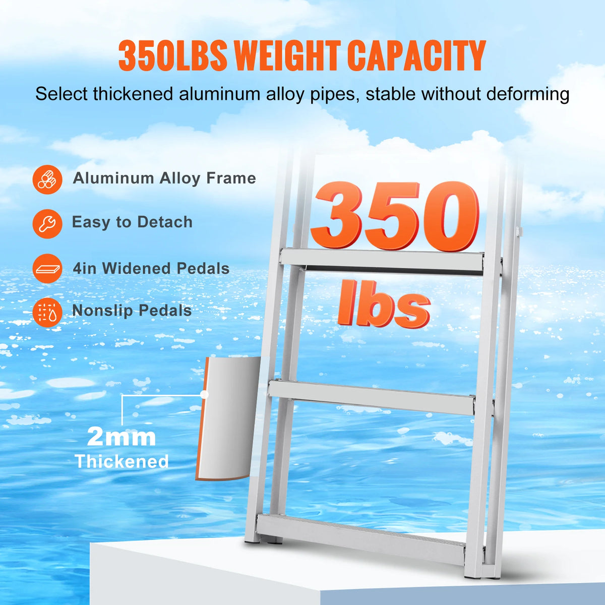 SucceBuy 4/5 Steps Retractable Dock Ladder &ndash; 350 Lbs