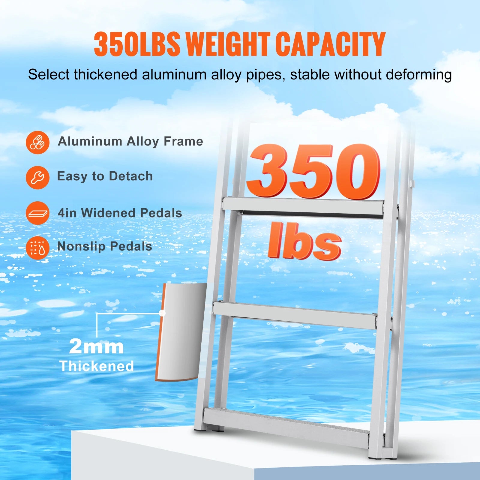 SucceBuy 4/5 Steps Retractable Dock Ladder &ndash; 350 Lbs