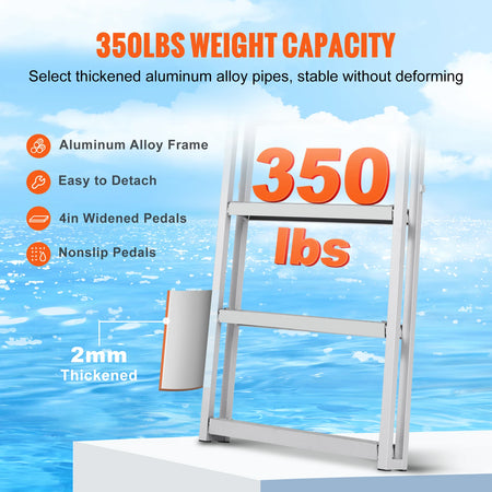 SucceBuy 4/5 Steps Retractable Dock Ladder &ndash; 350 Lbs