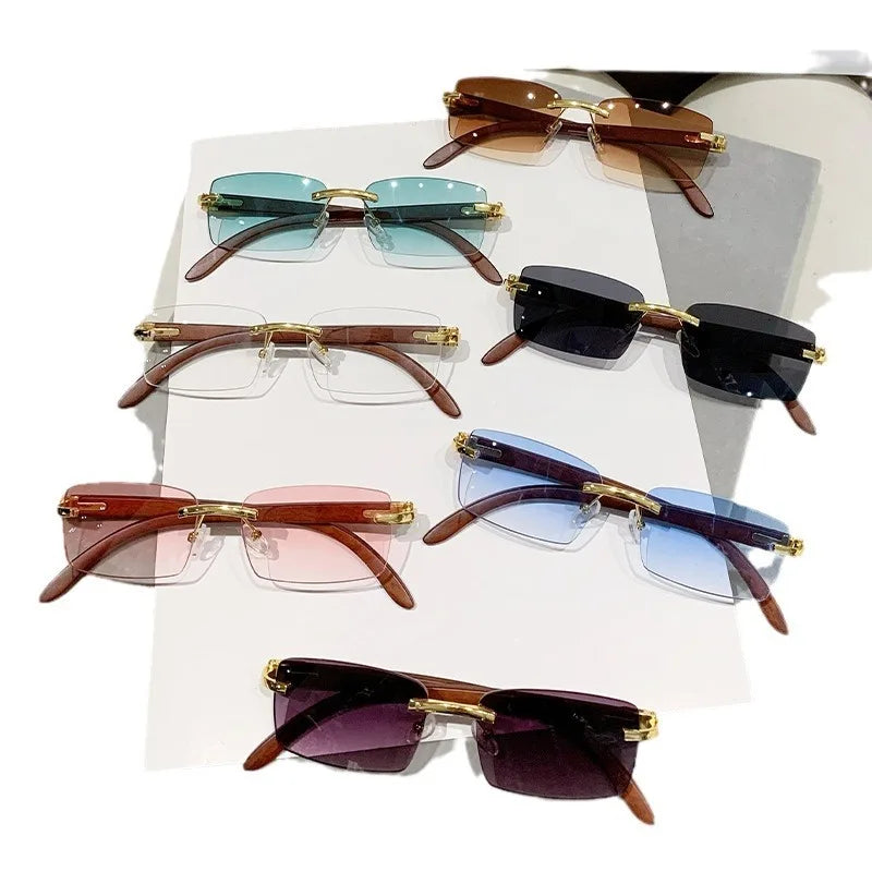 2025 Designer Rimless Rectangle Sunglasses - UV400 Lens