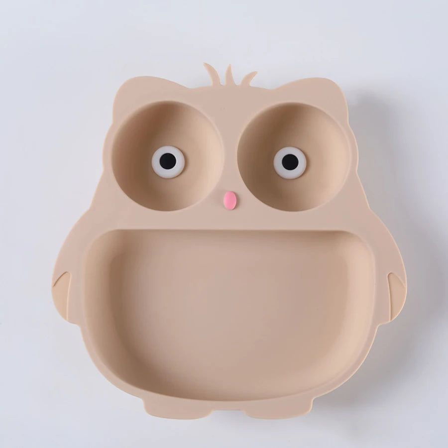 Cartoon Owl Suction Cup Bowl &ndash; Perfect for Baby Feeding Training beige