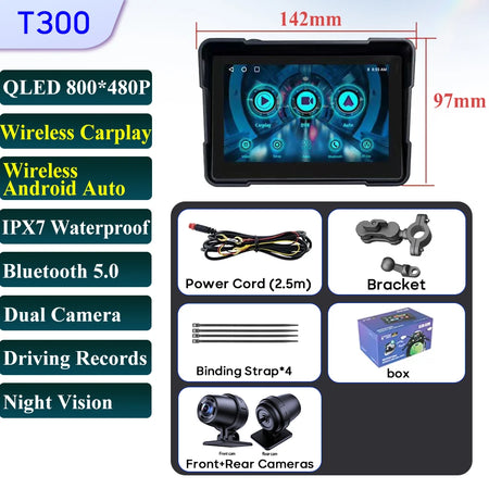 Motorcycle Navigation GPS &ndash; Waterproof 5 Inch Smart Display with HD Recording Screen-DVR