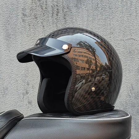 ORZ Carbon Fiber Retro Open Face Helmet &ndash; Ultra Lightweight