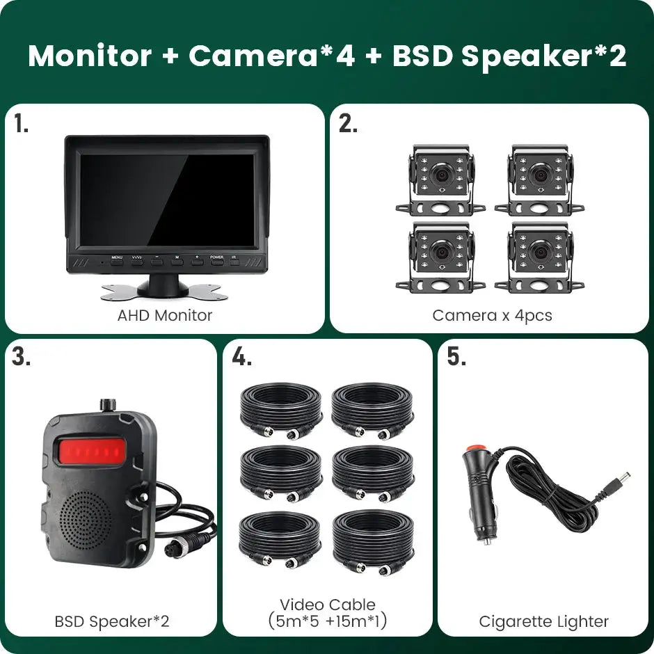 7 Inch 4CH DVR Monitor With AI Blind Spot Radar And IR Camera by InterCyprus Trading Ltd