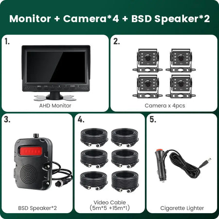 7 Inch 4CH DVR Monitor With AI Blind Spot Radar And IR Camera by InterCyprus Trading Ltd
