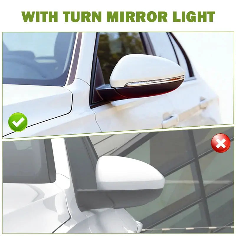 ABS Side Mirror Covers With Lane Assist Cutout For VW Jetta 2019-2025 Black White by InterCyprus Trading Ltd