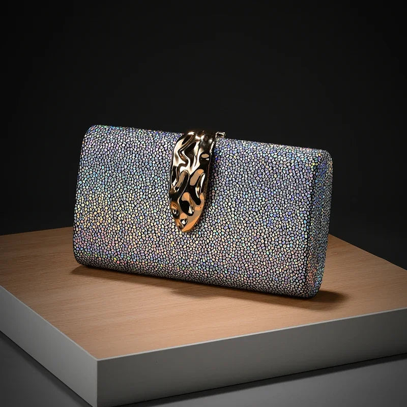 Geantă plic cu paiete pentru femei, mică, pătrată, pentru nuntă și petrecere de seară, închidere cu capse, poliester